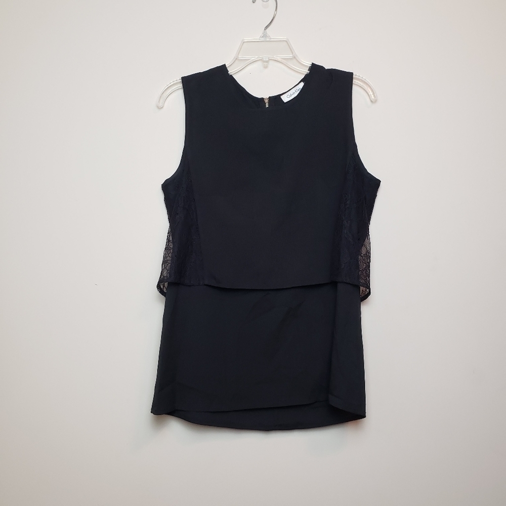 CALVIN KLEIN Black Lace Sleeveless Top